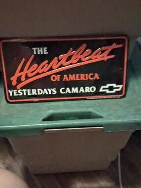 Vintage Heartbeat of America Camaro Sign - Black and Red